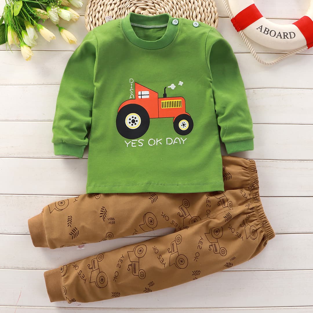 Children's Spring/Autumn Cotton Underwear Set - Boys and Girls Long Sleeve Top and Bottom Pajamas Homewear Wholesale