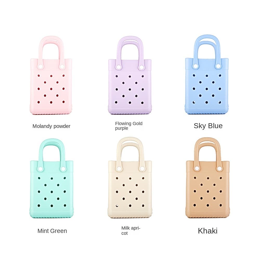 Cute Small EVA Square Bag Cartoon INS Hole Hole Jelly Beach Handbag Shoulder Bag Fresh Sweet Style Macaron Color Soft Material