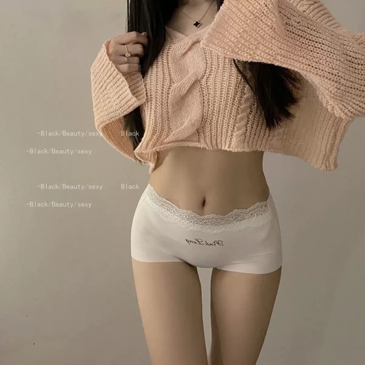 Women's Ice Silk Seamless Boxers 2025 New Style Lace-Trimmed Mid-Rise Women's Safety Shorts