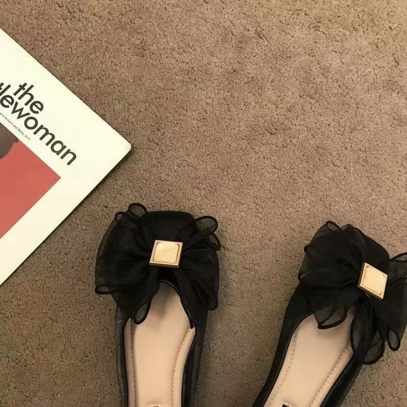 2025 Fairy Bow Flat Shoes Women's Ballet Flats with Bowknot, Soft Sole Comfortable Work Shoes, Plus Size Women's Shoes