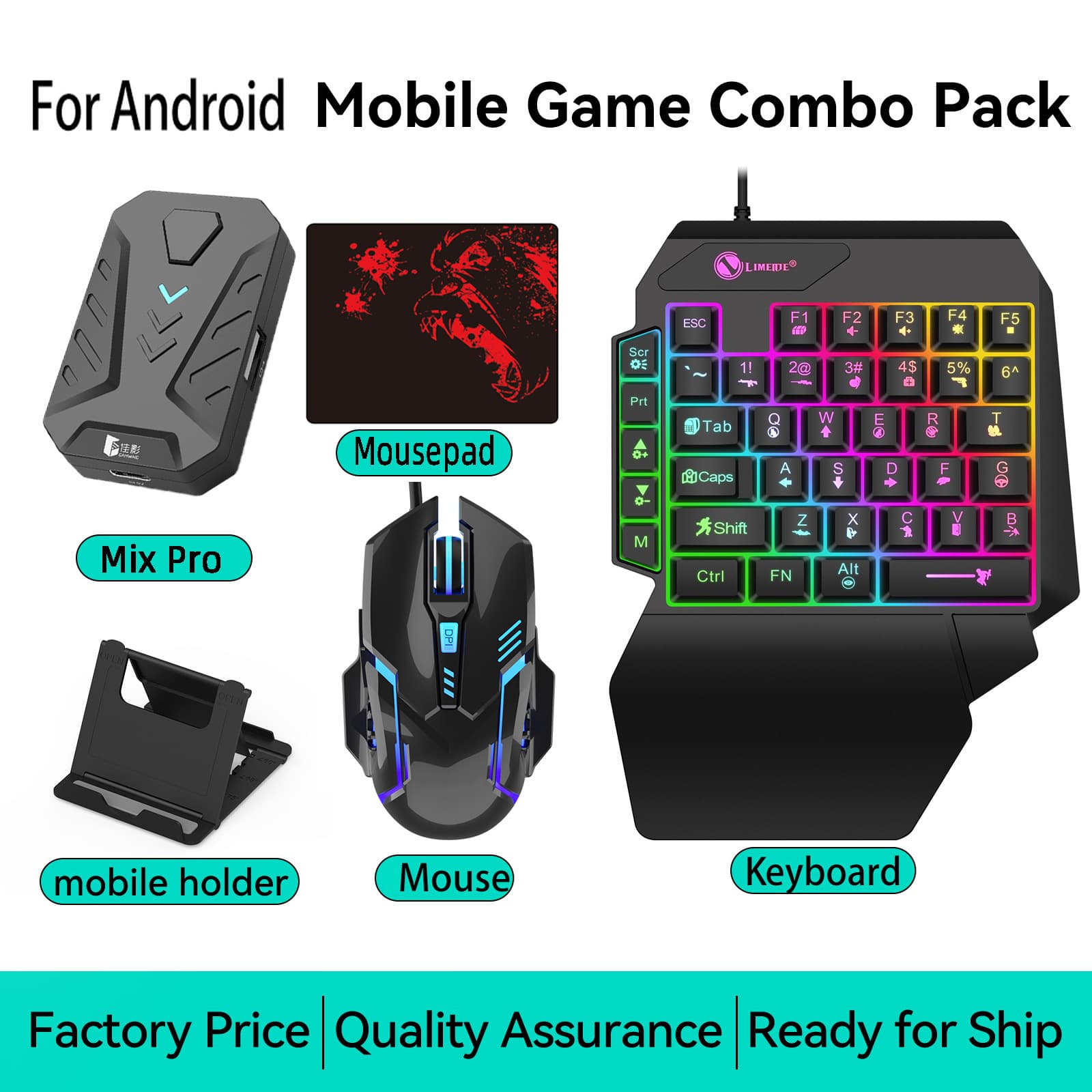 Jiaying MixPro PUBG Throne Masterpiece Call of Duty Mobile Peripheral Keyboard and Mouse Converter Android Wired Bluetooth