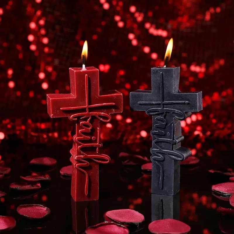 Cross-border Halloween Cross Scented Candle Silicone Mold DIY Rune Cross Plaster Resin Ornament Mold