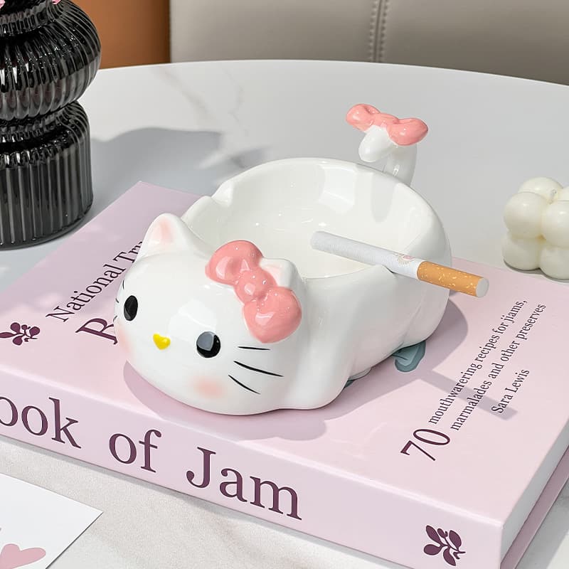 Cartoon Hello Kitty Ceramic Ashtray Creative Anti-Ash Living Room Office Premium Decorative Ashtray