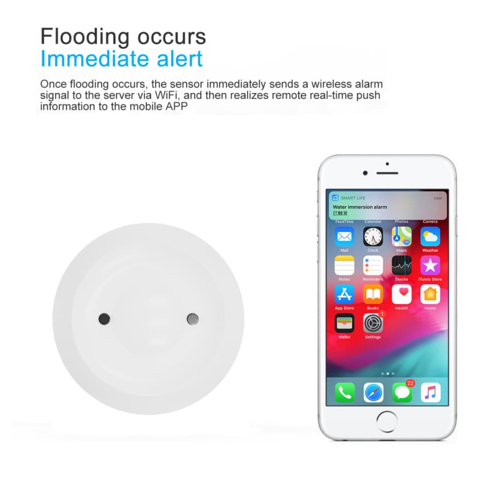 Tuya Water Leak Sensor Zigbee Smart Voice Control Mobile App Remote Alarm Wireless