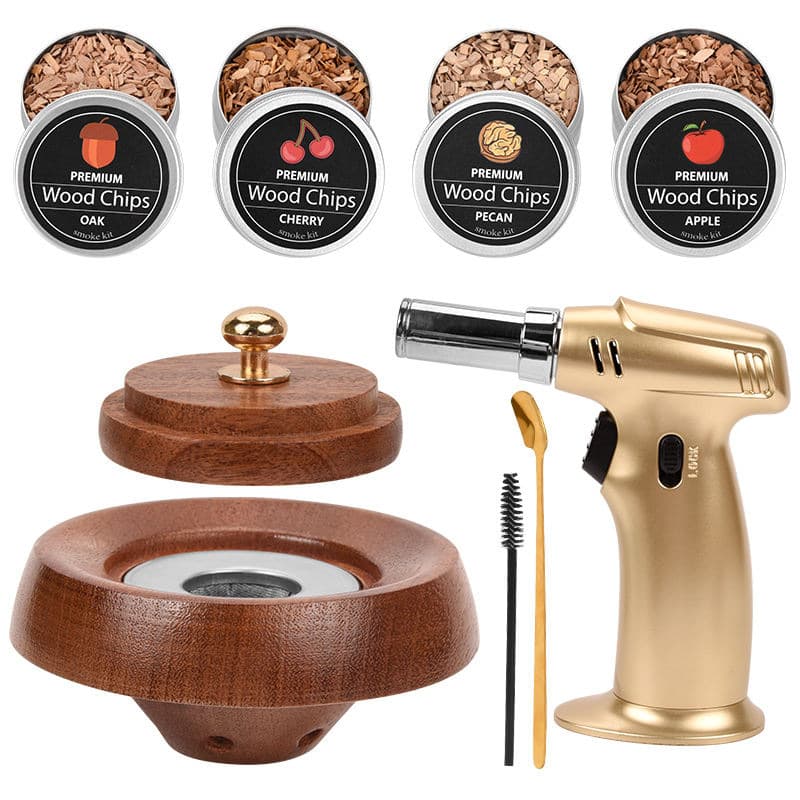 Luxury Whiskey Smoker Set with 4 Flavors of Wood Chips, Suitable for Father's Day Birthday Gift, Includes Torch Gift