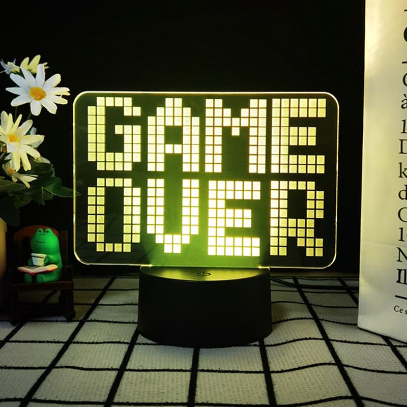 New 3D Stereo Creative Color-Changing Night Light, Gaming Room Xbox Decorative Light, Game Over Light