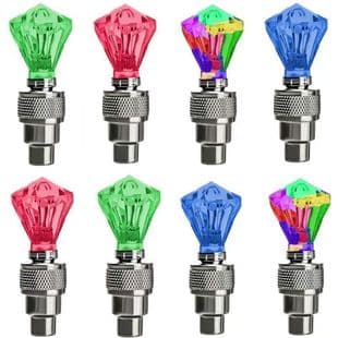 Diamond Valve Cap Lights for Kids Bikes, Motorcycles, Electric Scooters, Mountain Bikes, Night Riding 7-Color LED Tire Valve Light Accessories