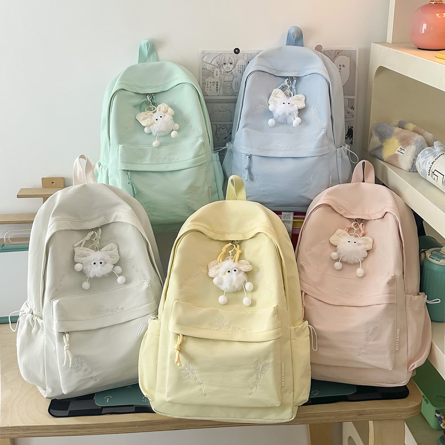 Japanese ins girly style backpack female high-looking school bag junior high school girls high school students versatile lightweight backpack