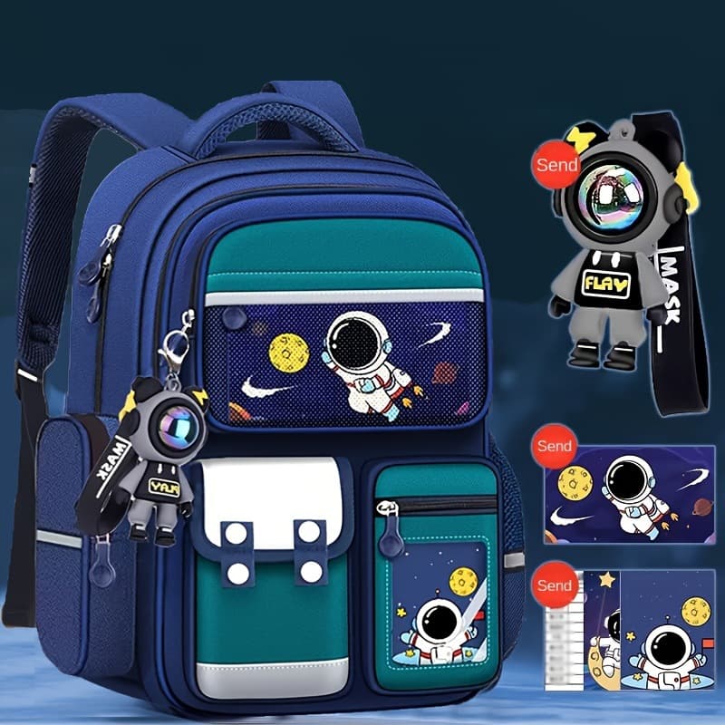 New cross-body astronaut children's schoolbag boys' first to sixth grade primary school students' burden-reducing spine protection backpack