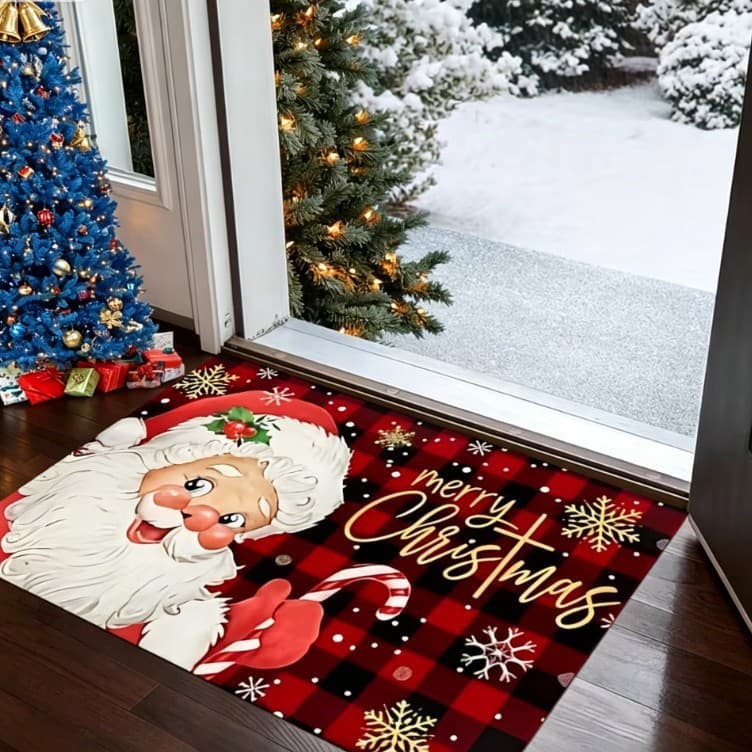 Cross-border Dropshipping Christmas Holiday Cartoon Decorative Floor Mat Stain-Resistant Wear-Resistant Living Room Mat Entryway Door Mat Foyer Mat