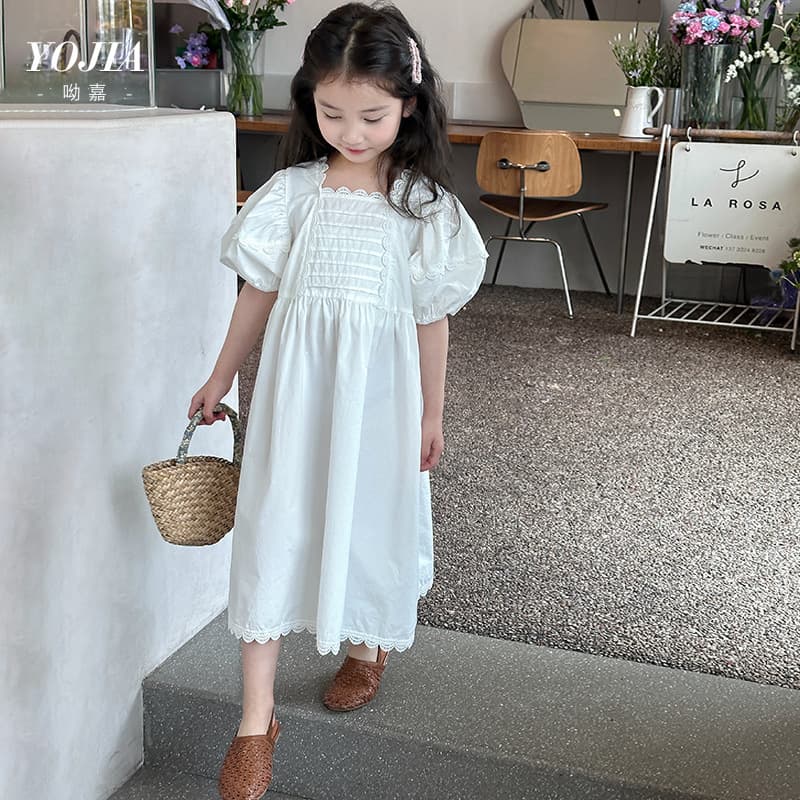 YOJIA Girls Dress Summer 2024 New French Princess Dress Children Cotton Skirt
