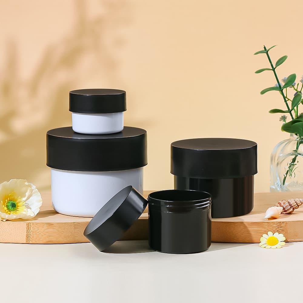 PP Black Plastic Cream Jar Cleaning Clay Mask Face Cream Empty Jar 30/50/100/200g Scrub Refillable Jar