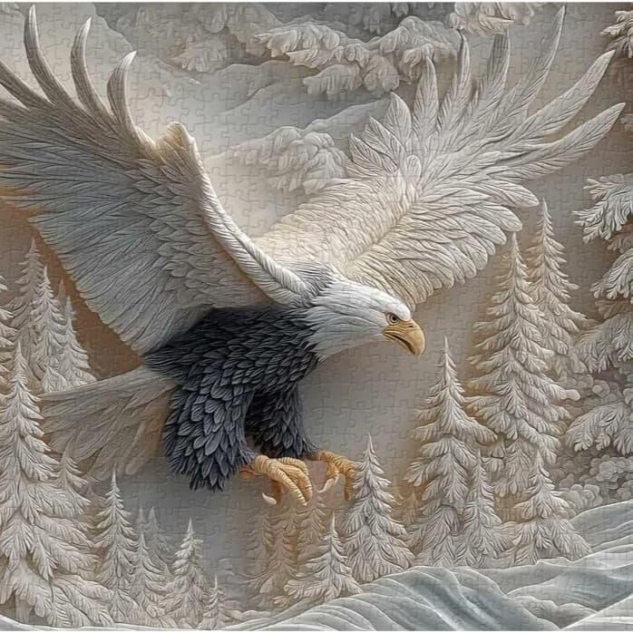 The Carved Eagle Jigsaw Puzzle The majestic bald eagle wildlife jigsaw puzzle