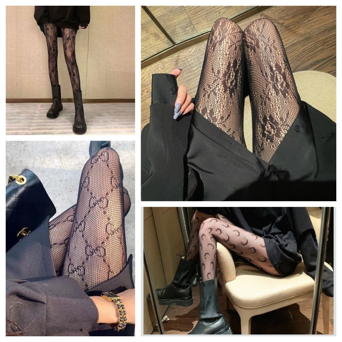 Manyeqing Moonlight Fishnet Stockings for Women, Autumn/Winter Sexy Lingerie Fishnet Tights, Thin Inner Layer with Foot, Hollow Out Fishnet Stockings