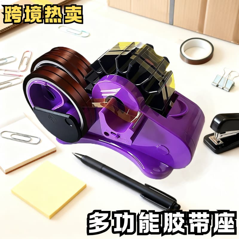 Cross-border hit multi-functional tape holder large stationery office tape dispenser box sealer transparent tape cutter wholesale