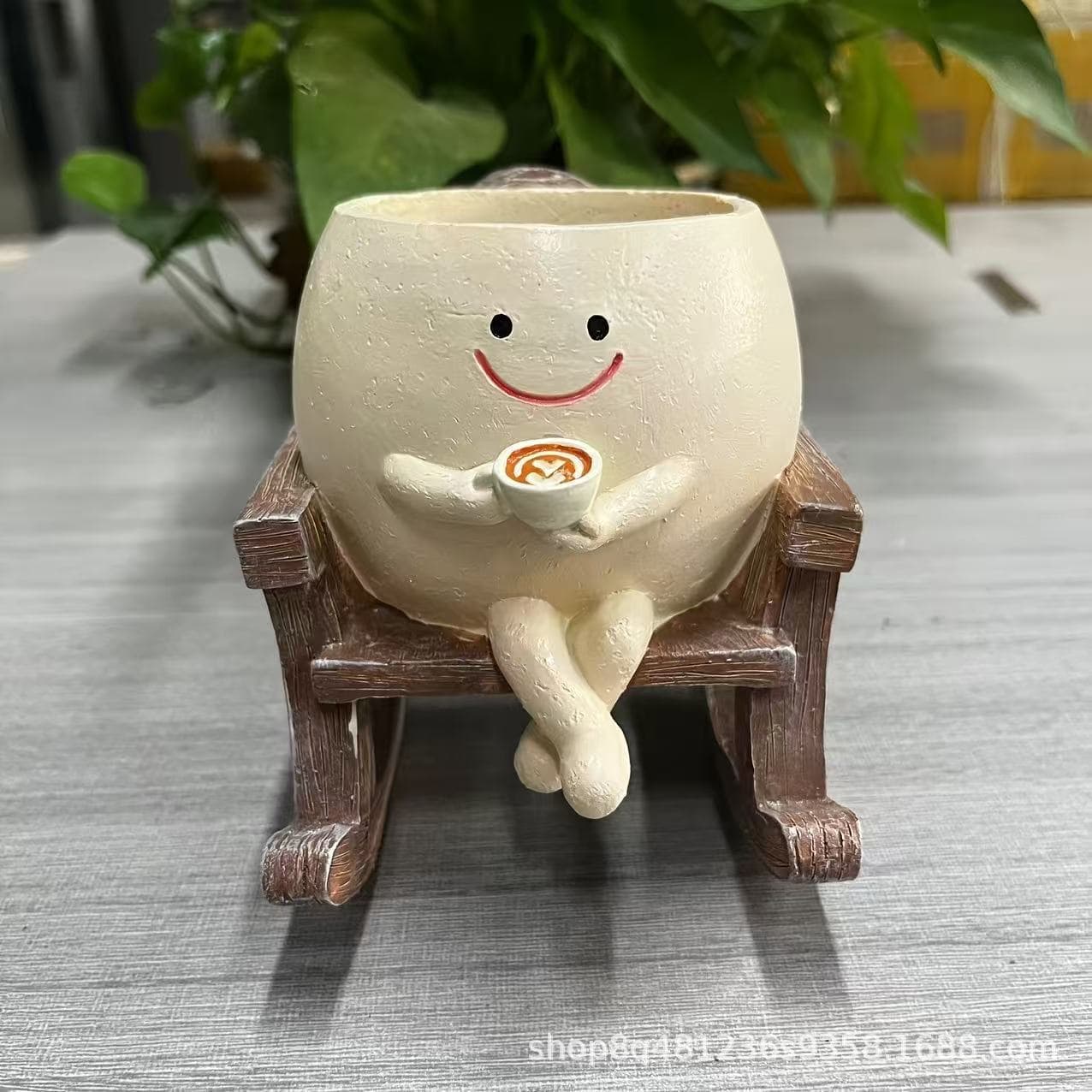 Small Rocking Chair Succulent Planter - Office Study Decoration, Green Plant Pot, Garden Decor, Windowsill Flower Pot