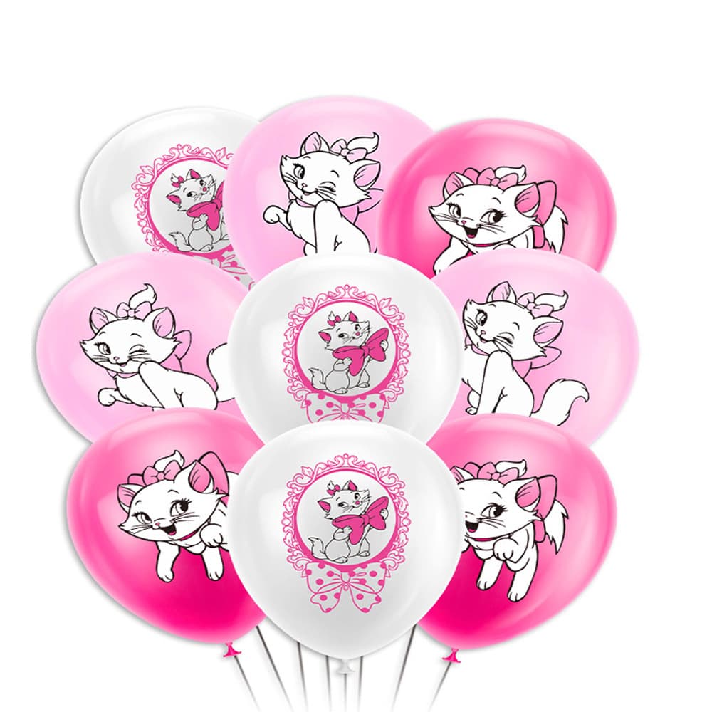 Cross-border Pink Cat Theme Balloons for Girls' Baby Birthday Party Decoration Latex Balloon Set