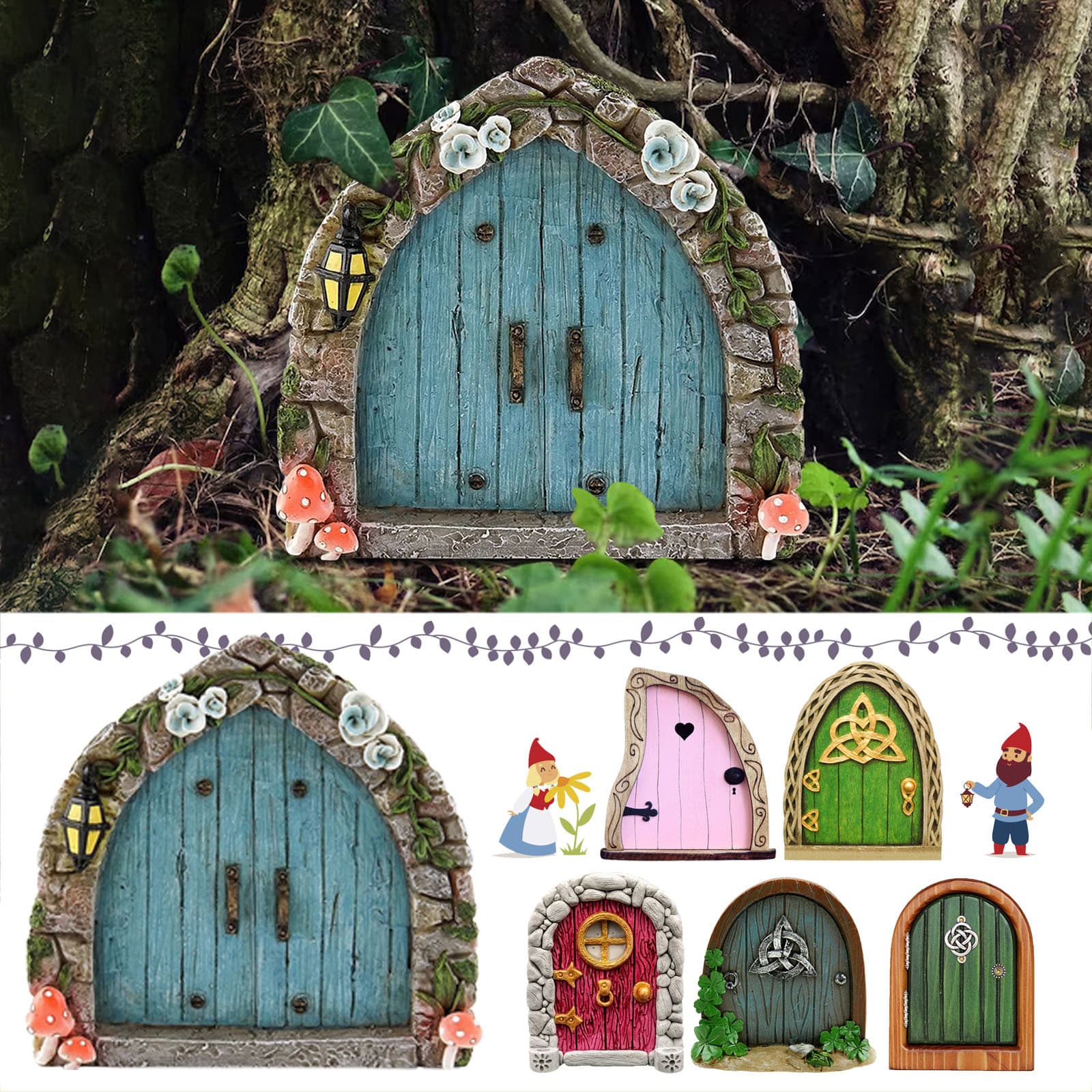 Wooden Fairy Door Garden Decor Ornament Yard Artwork Decoration Outdoor Furniture Accessories Handmade Crafts