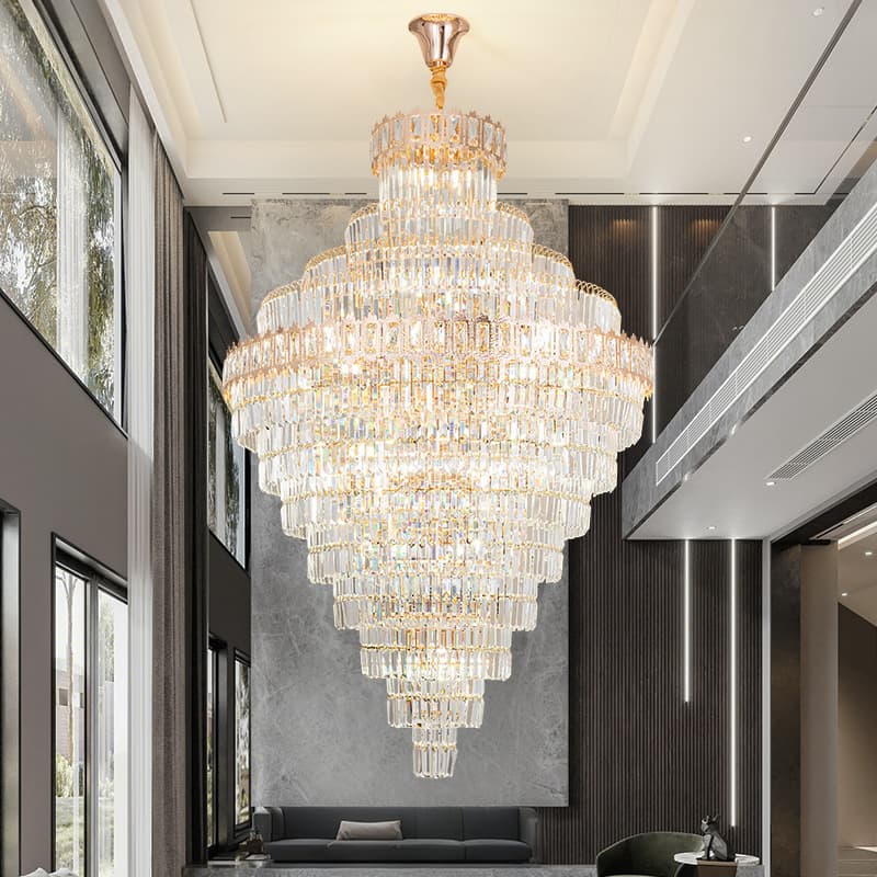 Light luxury chandelier crystal chandelier living room lamp simple modern duplex floor living room lamp 2025 new post-modern lamp