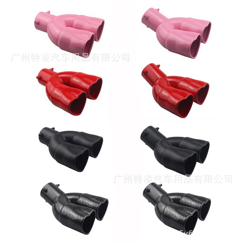 Double Heart-Shaped Car Exhaust Tailpipe Muffler Heart-Shaped Tailpipe Stainless Steel Muffler Tip Tube Modification