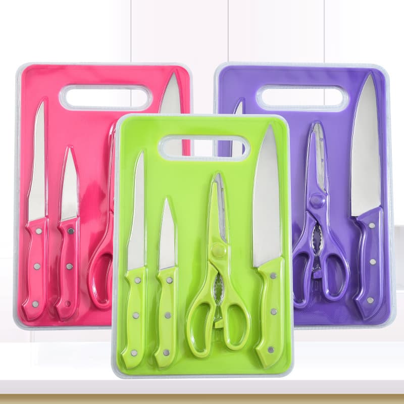 Set of 5 Household Kitchen Knives Baby Food Bread Knife Cutting Board