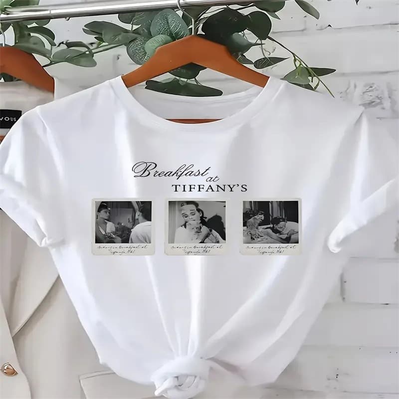 Cross-border European and American Trendy T-shirt for Women, In Stock Summer T-shirt, Cute Print, Round Neck, Short Sleeve T-shirt for Women