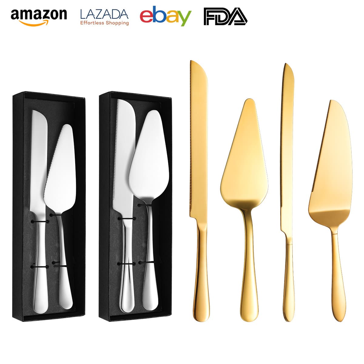 Cross-border Stainless Steel Tableware Cake Knife Cake Shovel Birthday Cake Pizza Baking Cheese Knife Shovel Bread Knife Set