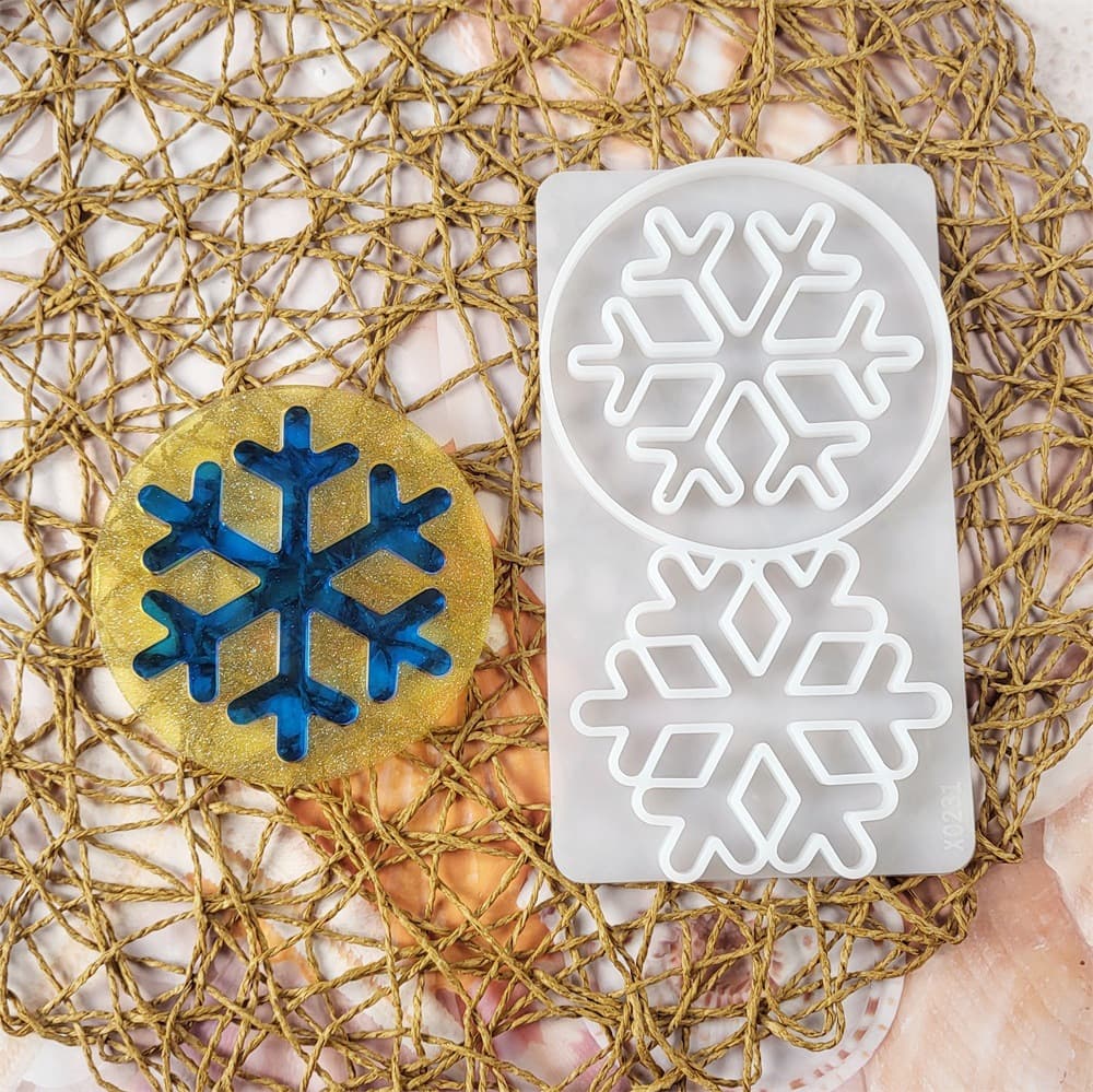 X0231 Snowflake Coaster Two-Piece Set Crystal Epoxy Decoration Mold, DIY Silicone Mold