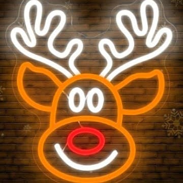 Reindeer neon light for cross-border e-commerce with pre-applied labels, glowing sign with English letters and patterns, atmospheric decorative light board