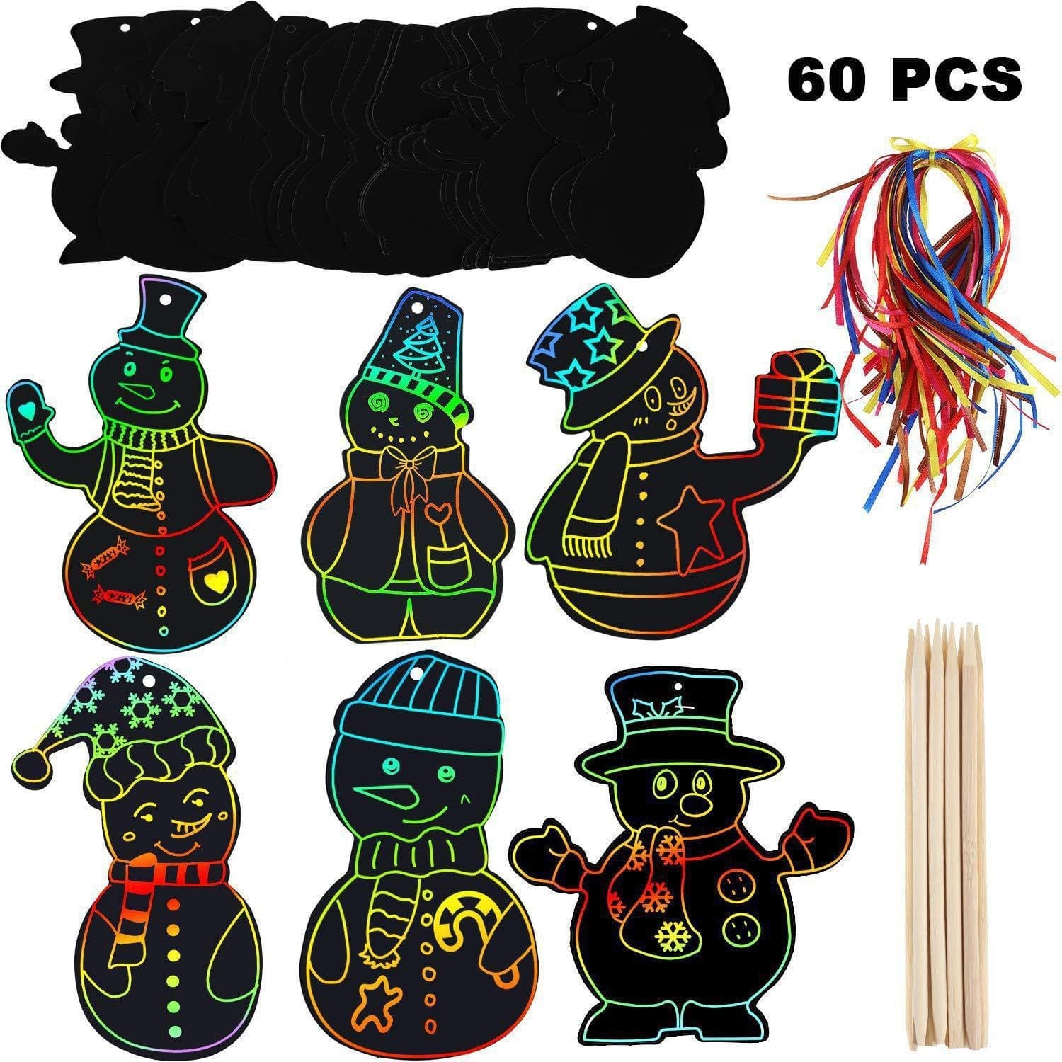 Factory direct sales of snowman, Christmas tree, scratch art paper, DIY bookmarks, irregularly shaped scratch art, children's Christmas scratch art, orders welcome.