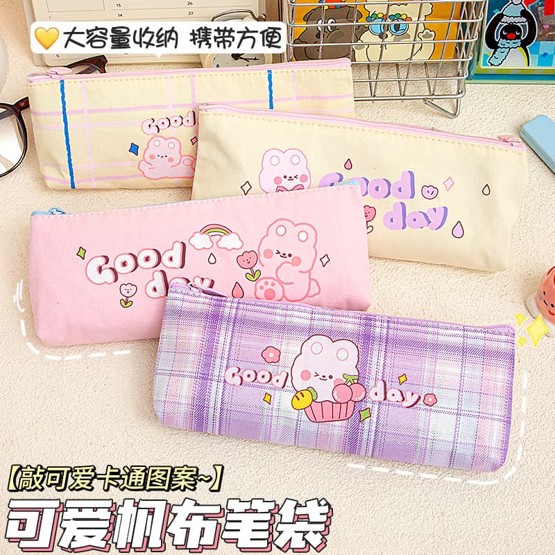 【Clearance Deal】Rabbit Pencil Case Large Capacity Triangular Pencil Case for Boys and Girls Fresh and Simple Storage Stationery Box