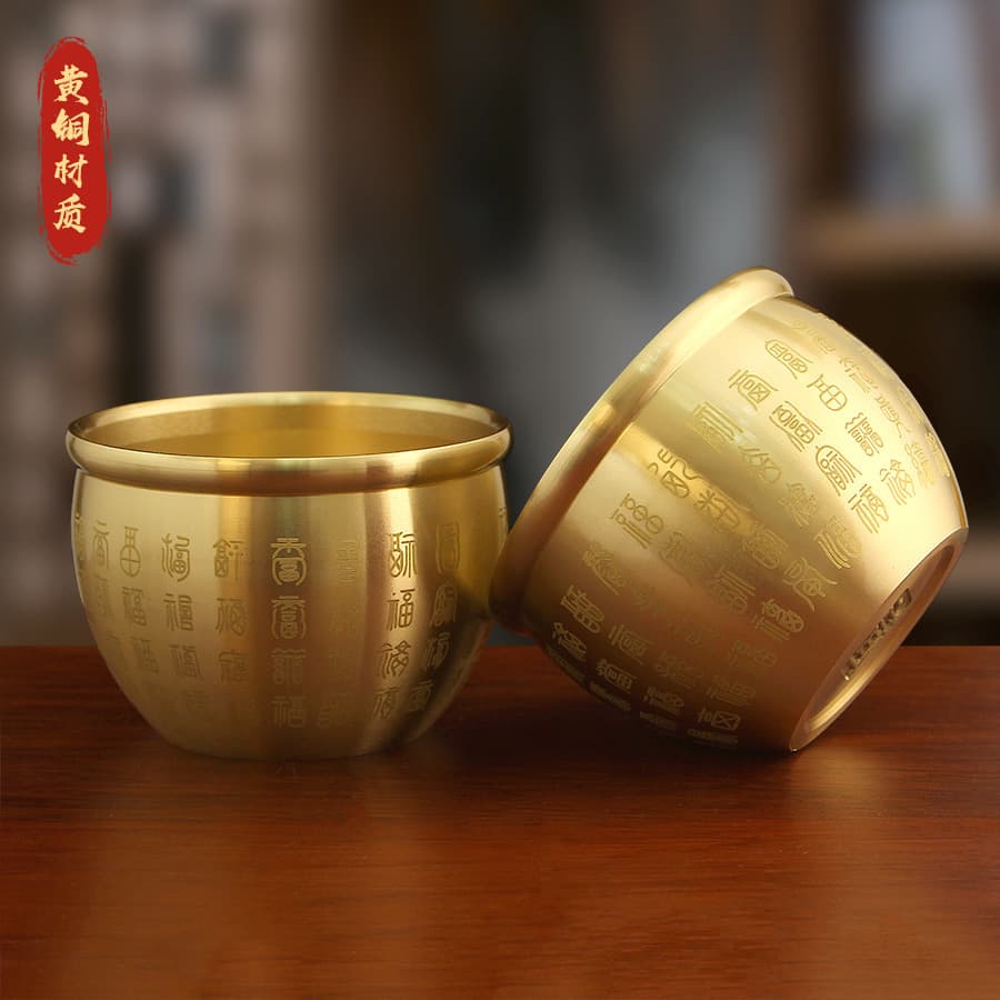Brass Lucky Cylinder Copper Cylinder Ornament Pfaff Cup Rice Cylinder Home Office Desktop Decoration Crafts
