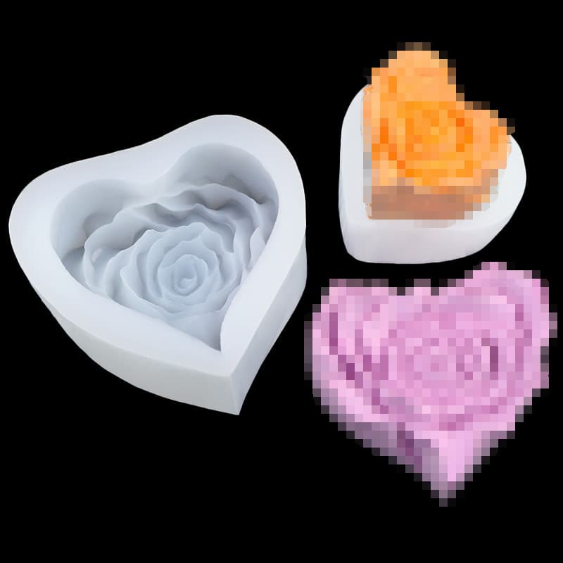 Large and Small Love Rose Silicone Mold Valentine's Day Cake Decoration Heart-shaped Candle Handmade Soap Chocolate Mold