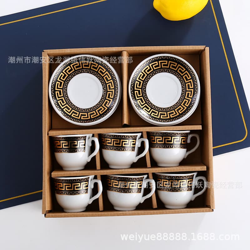 European-style Ceramic Cup Set Arabic Coffee Cup and Saucer Cross-border Mug Gift Afternoon Tea Cup and Saucer Full Set