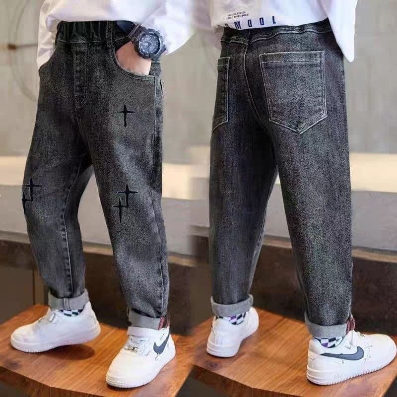 Boys' Jeans Spring/Autumn Elastic Pants 2026 New Style Big Kids Boy Loose Casual Long Pants Trendy