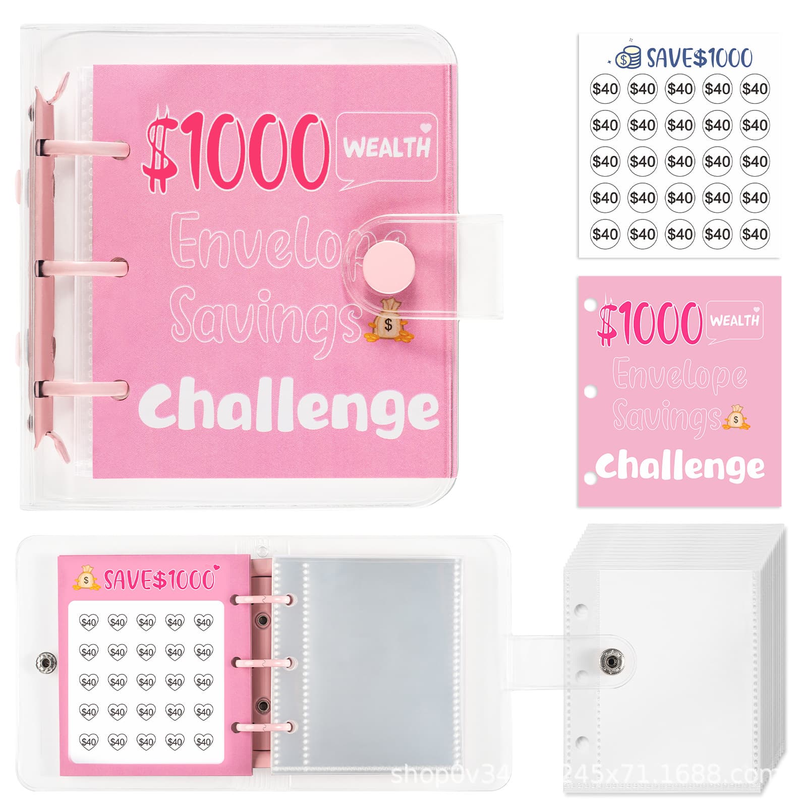 Mini A7 PVC Envelope Cash Storage Notebook Hand Account Book Cross-Border Money Saving Challenge Binder Office Supplies