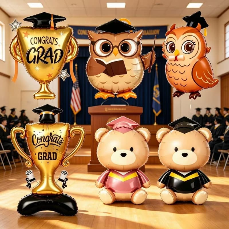Graduation Bear Male Doctor Female Doctor Graduation Owl Balloon Trophy Graduation Season Decoration Foil Balloon