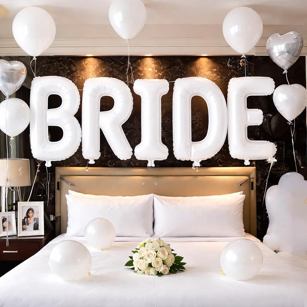 40 Inch White Bride Letter Balloon Wedding Ivory White Letter Balloon Set Wedding Pre-Wedding Party Decorations