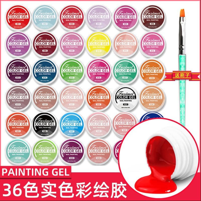 Nail Art 36 Colors Nail Polish Gel Solid Color Painting Gel UV Nail Nail Art Painting Japanese Style Jar Gel Full Set Nail Art Color Gel