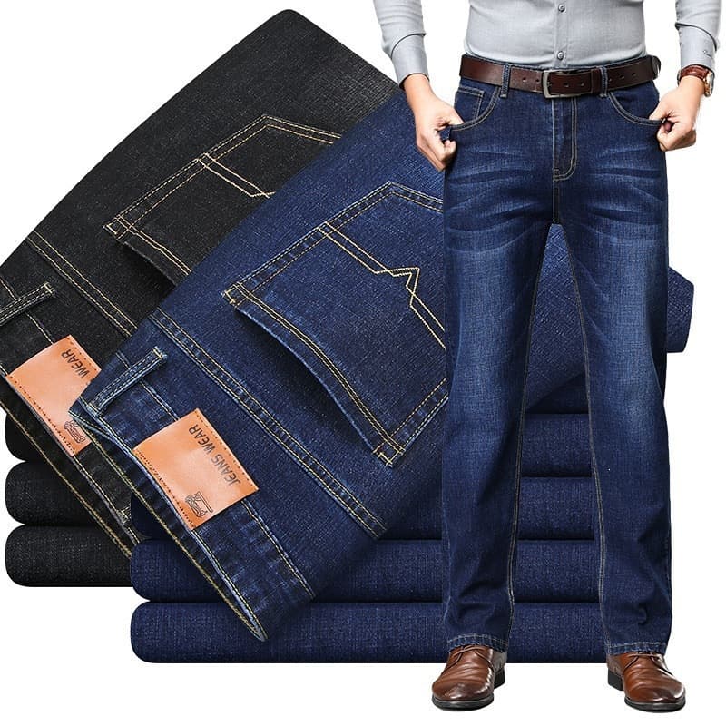 Cross-border Men's Slim Stretch Denim Straight Business Jeans Spring/Autumn Pants In Stock