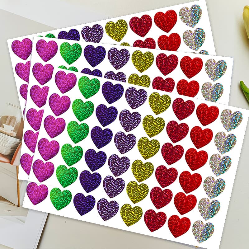 Self-Adhesive Decorative Heart-shaped Holographic Stickers, Valentine's Day Children's Reward Envelope Gift Wrapping
