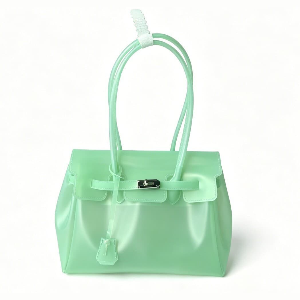 Transparent TPU Jelly Bag with Studs for Women 2026 Summer New Large Capacity Single Shoulder Fashion Tote Bag Korean Style