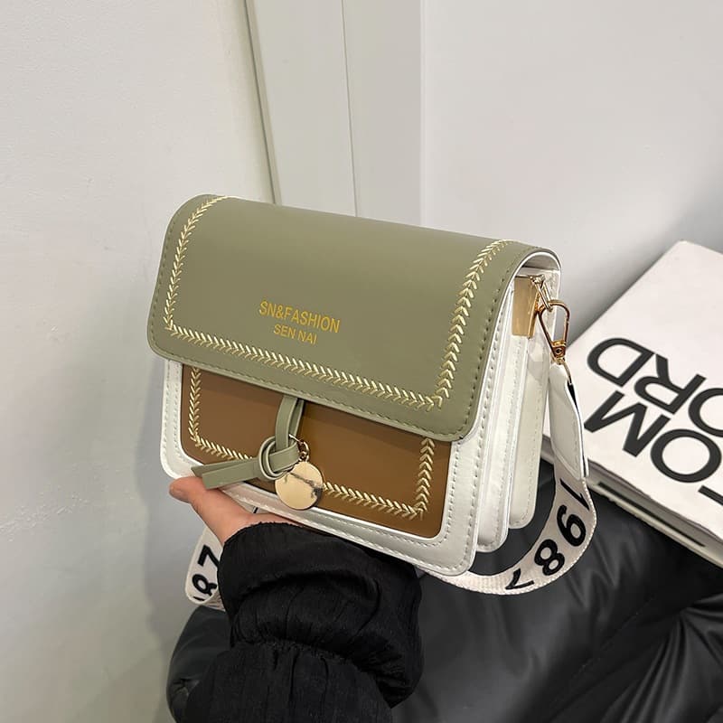 Trendy Small Bags for Women 2025 New Korean Style Versatile Contrast Color Shoulder Crossbody Bag Fashionable Textured Small Square Bag