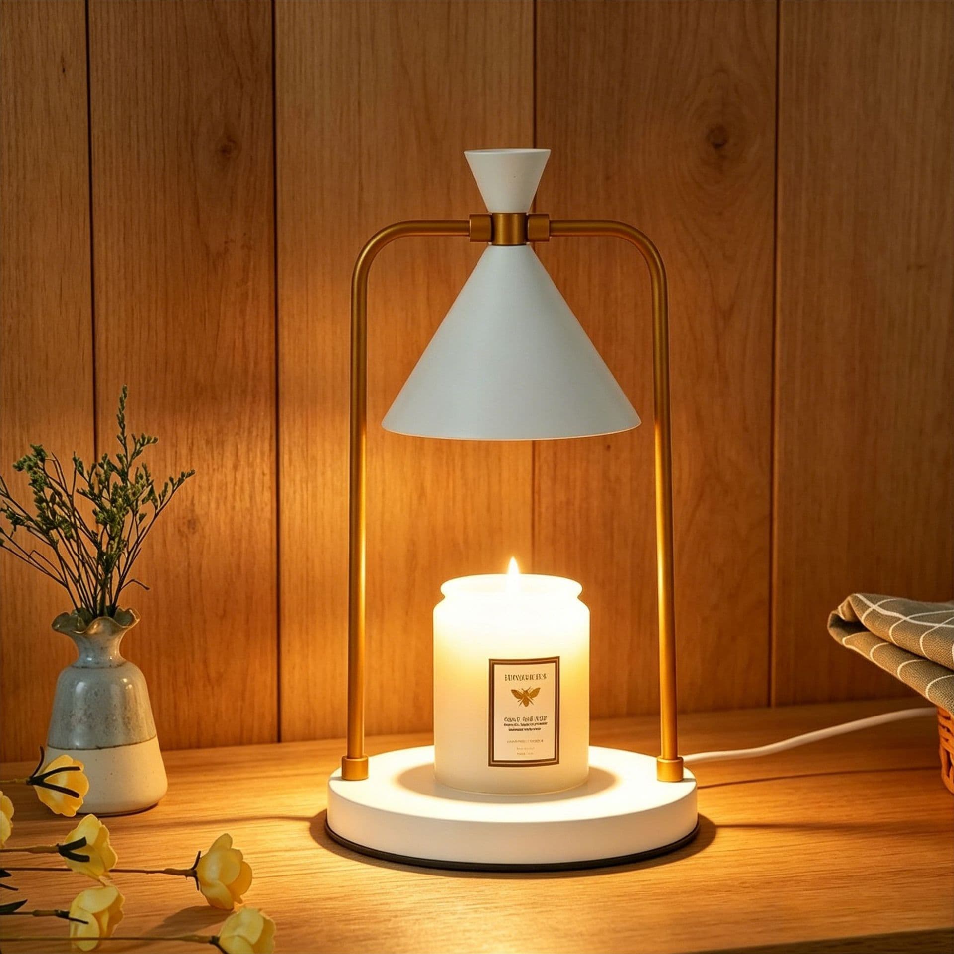 Aromatherapy American desktop retro melt candle table lamp bedroom can be regularly dimmed aromatherapy lamp metal romantic night light