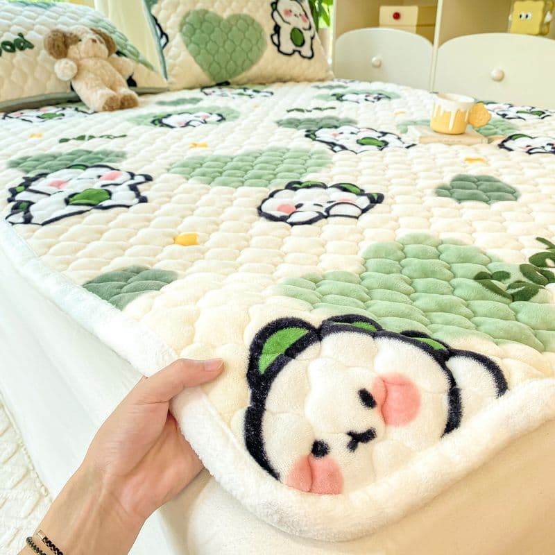Class A Milk Fleece Thick Mattress Single/Double Student Dorm Coral Fleece Bed Quilt, Flannel Warm Floor Mat