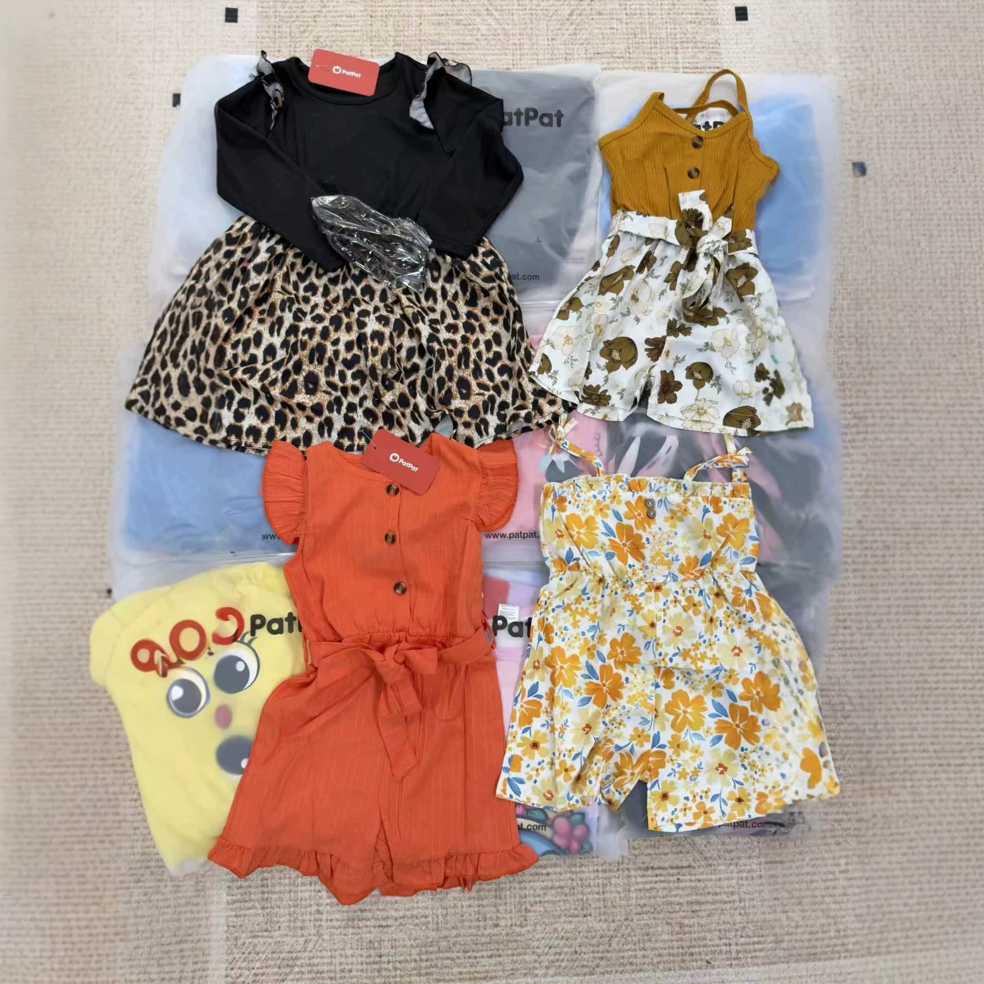 PatPat Cross-Border Brand Boys and Girls Clothing Dresses Shirts Bodysuits Single Piece Mixed Styles Cute Surplus Stock Wholesale