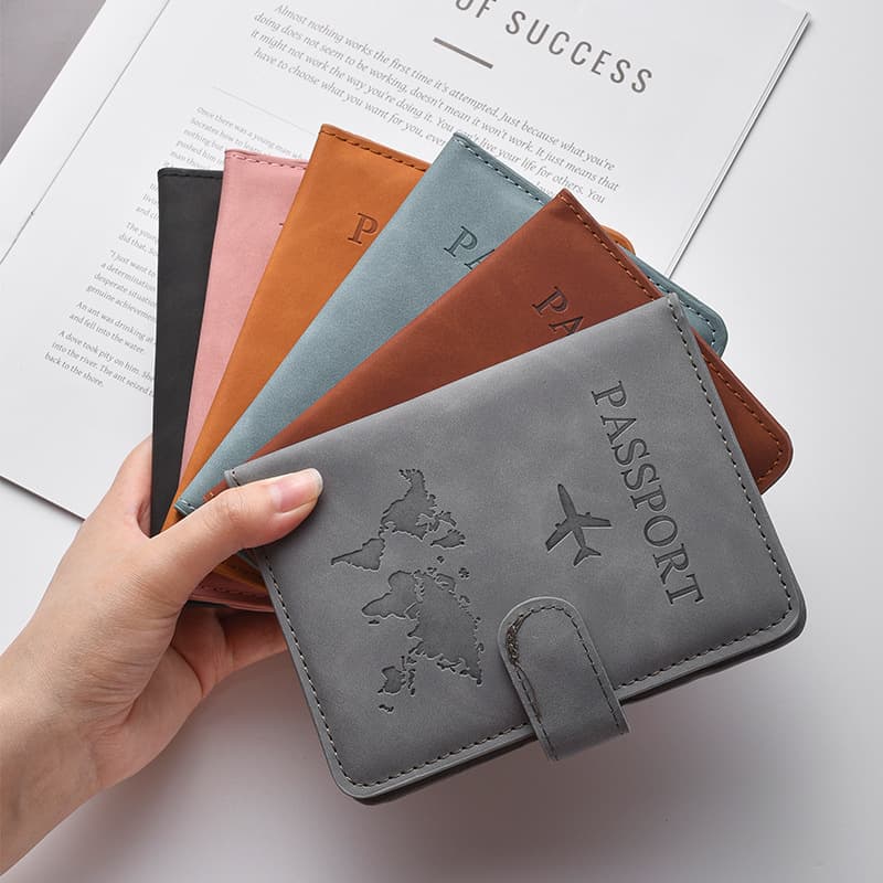 2025 new cross-border anti-magnetic portable PU map multi-functional passport holder, ticket holder, card holder, passport document storage