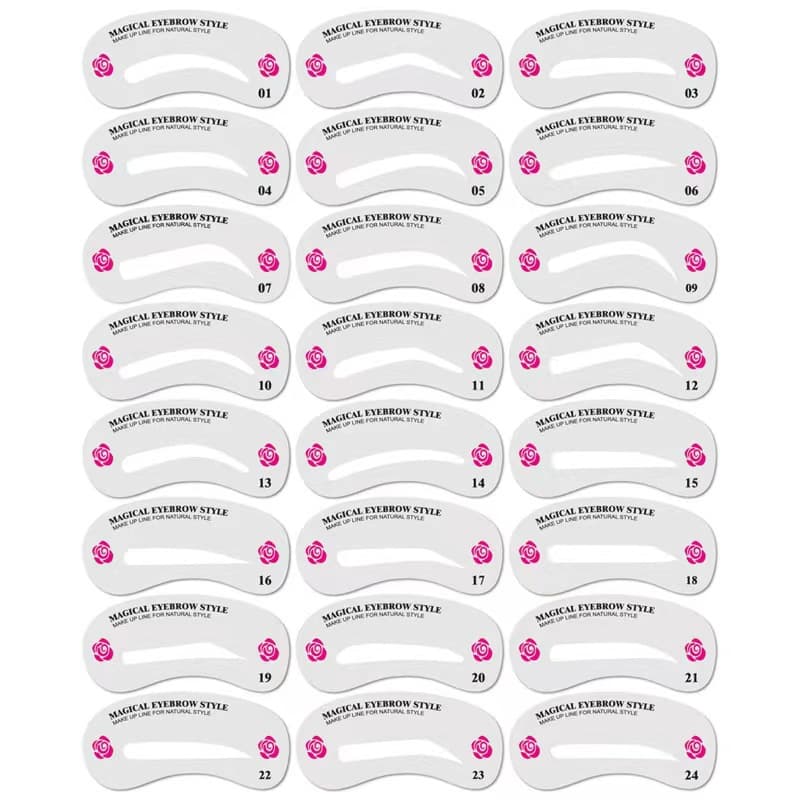 European and American 24-Piece Eyebrow Stencil Set, Eyebrow Shaping and Eyeliner Tool, Amazon Cross-border Bestseller