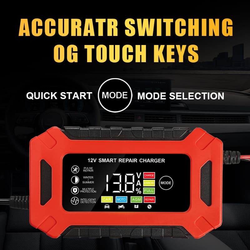 12V Car Battery Charger, Motorcycle Lead-Acid Battery Smart Pulse Repair 3A 6A Charger for Cross-Border