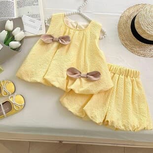 Girls' Summer Outfit 2026 New Kids Summer Clothes Baby Vest Shorts Two-Piece Set